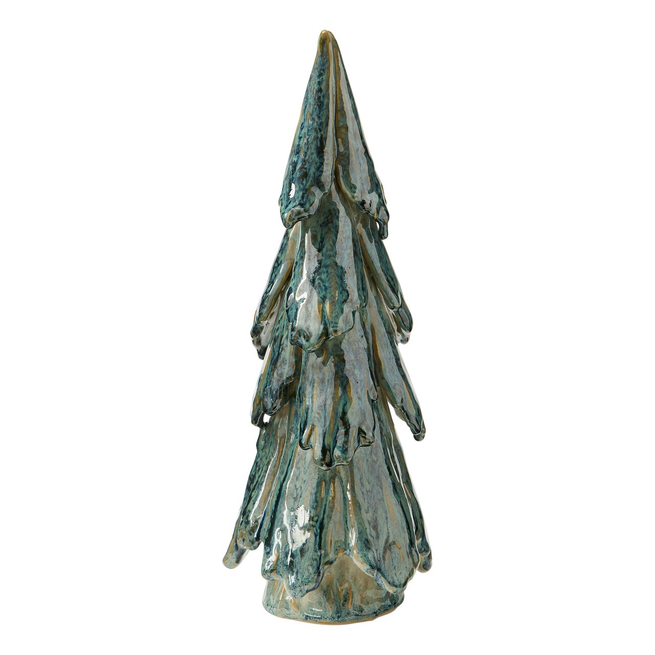 Tall Pines Ceramic Holiday Tree Figurine - Green Decorative Object for Christmas Decor, 14.37" H x 5.12" W